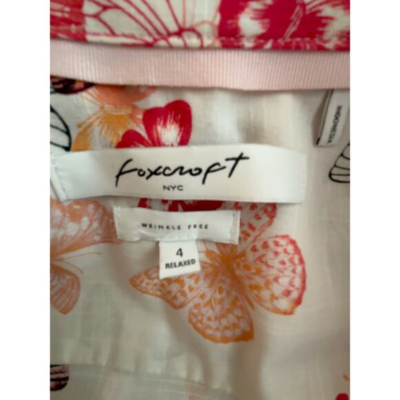 Foxcroft Zoey Butterfly Print Button Down Shirt Size 4 - Picture 4 of 4